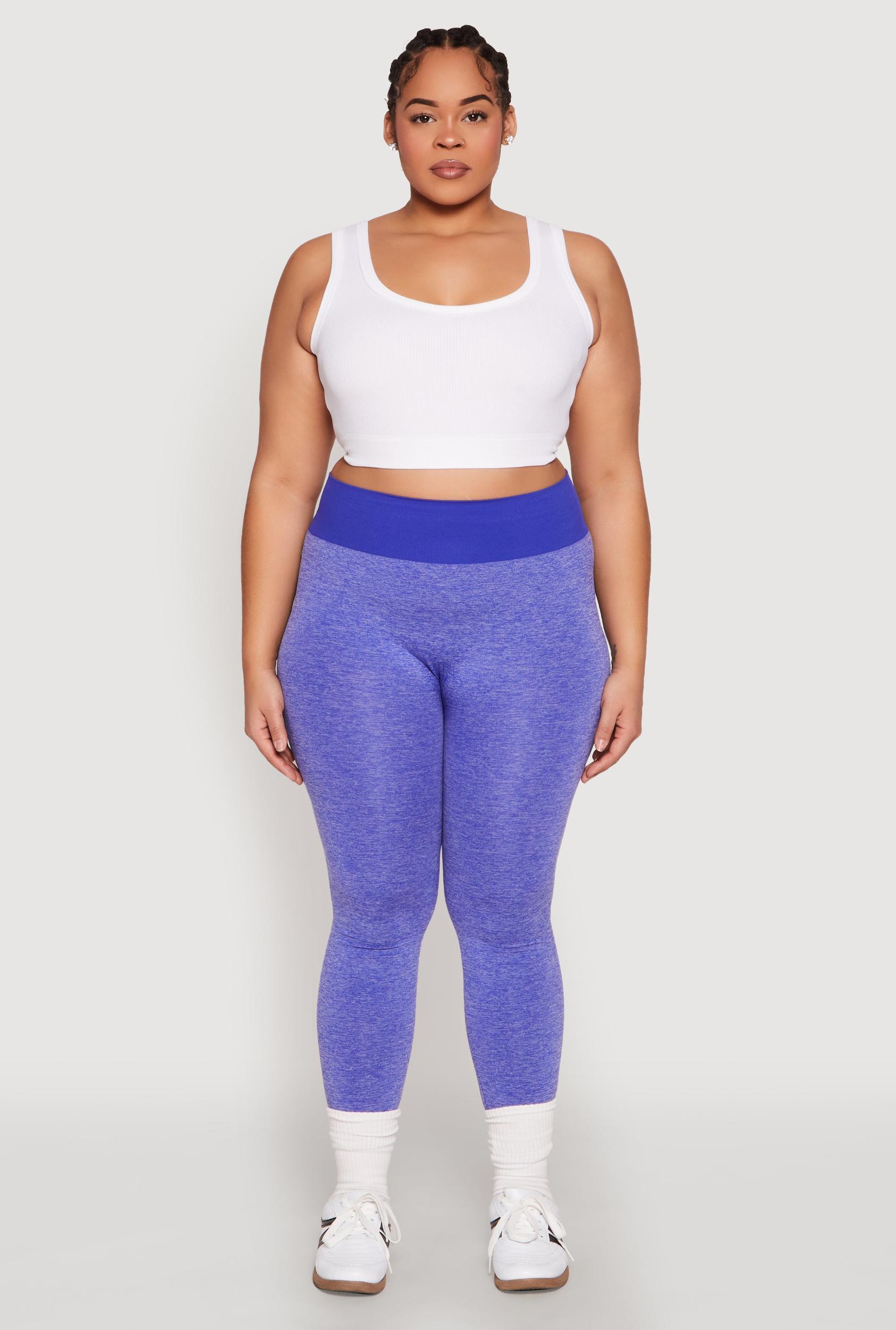 Womens Plus Size High Waisted Contrast Trim Leggings Product Image