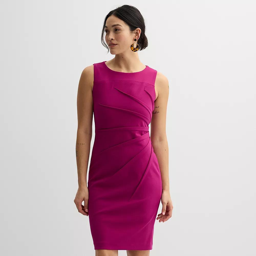 Women's Andrew Marc Sleeveless Ruched Sheath Dress, Size: 6, Ivory Product Image