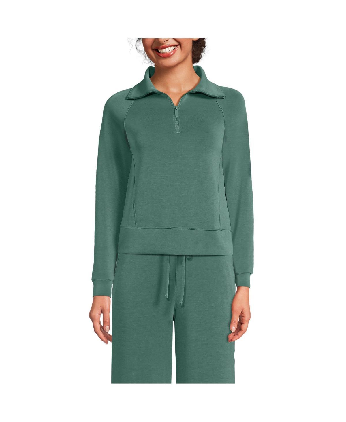 Women's Lands' End Long Sleeve Softest Touch Half-Zip Top, Size: XL, Washed Green Product Image