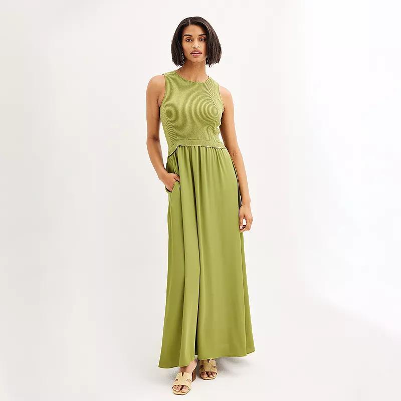 Womens Taylor Mixed Media Maxi Dress Green Product Image