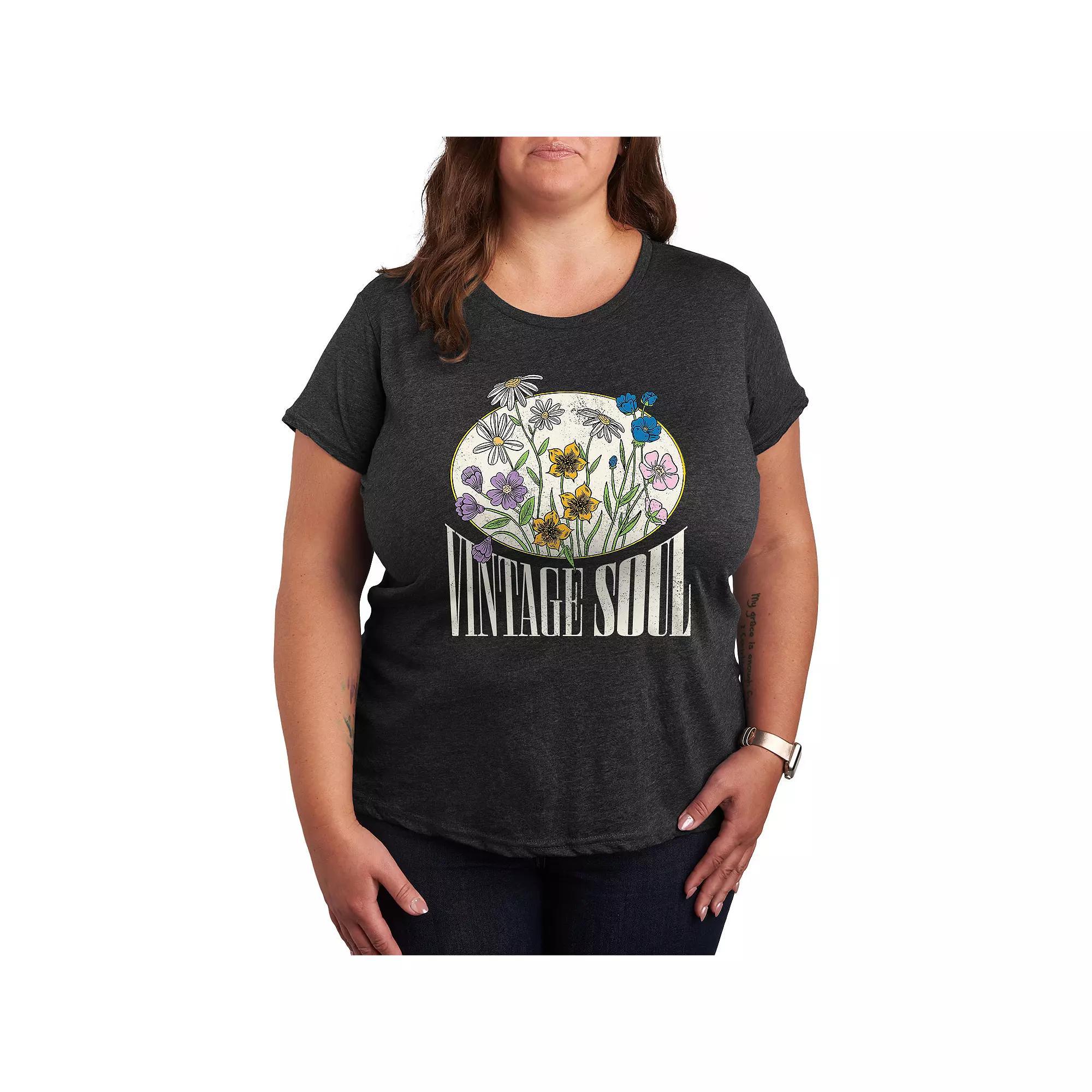 Plus Size Vintage Soul Graphic Tee, Womens Heather Grey Product Image