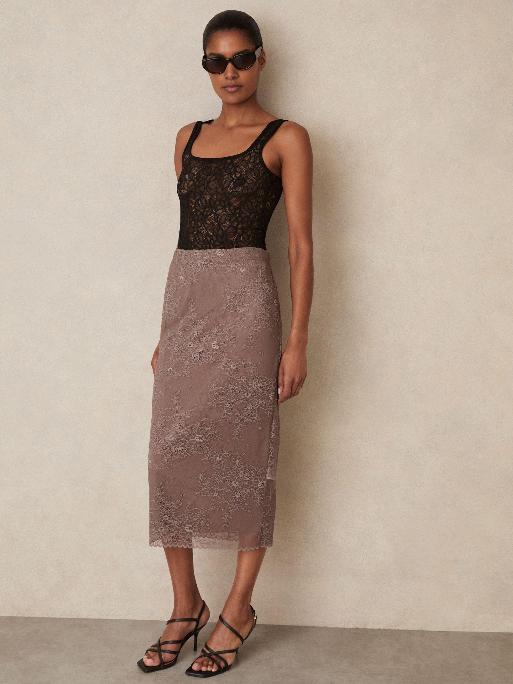 Floral Print Lace Bodysuit in Black Product Image