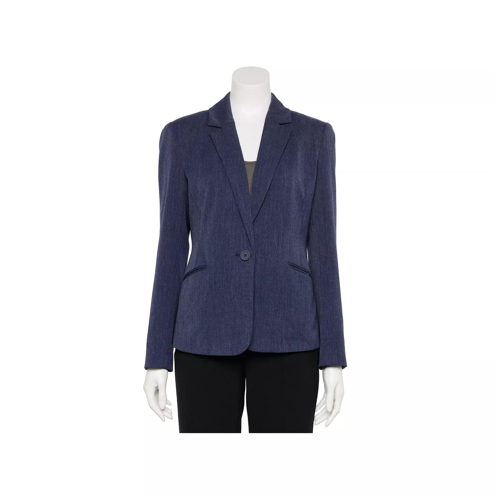 Womens Nine West Adaptive Classic Single Button Blazer Grey Navy Product Image