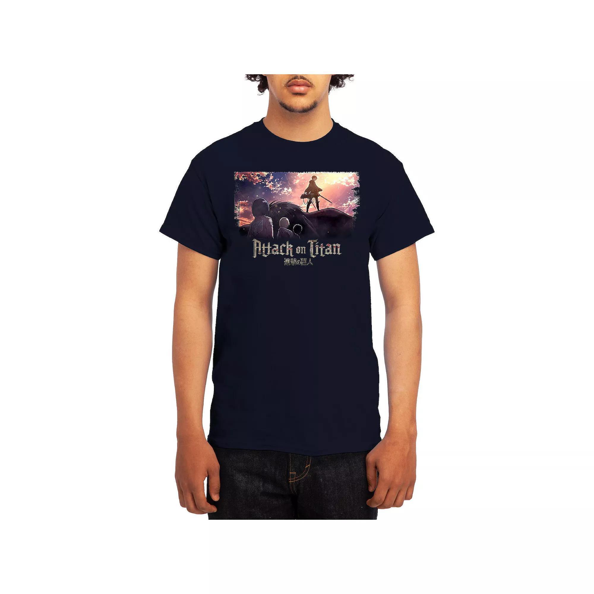 Men's Attack on Titan Standing Pile Tee, Size: Large, Red Product Image