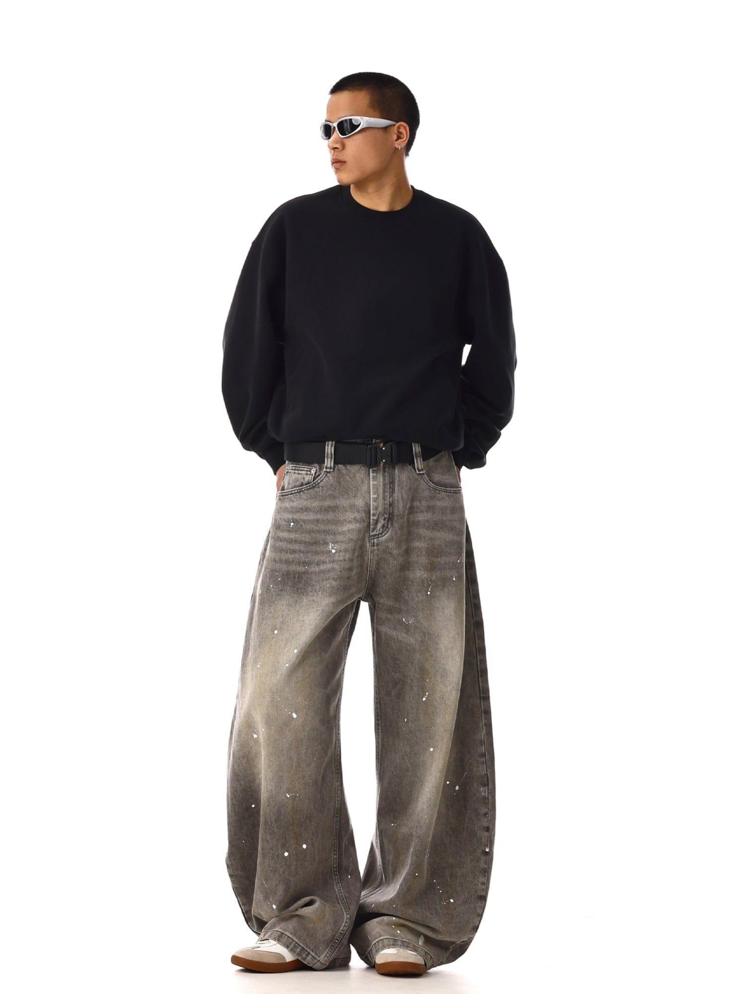 RT No. 12538 SMOKE GRAY DENIM BAGGY JEANS Product Image