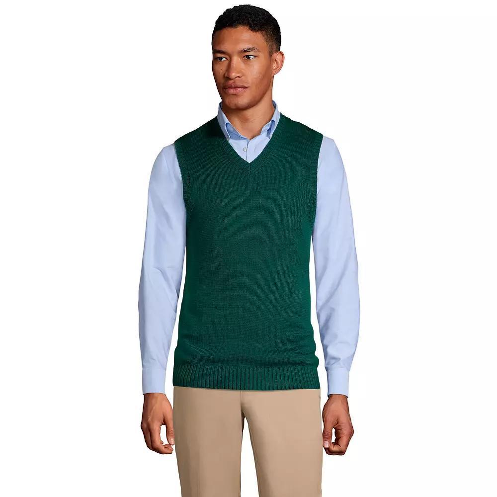 Men's Lands' End Cotton Modal Sweater Vest, Size: Large, Red Product Image