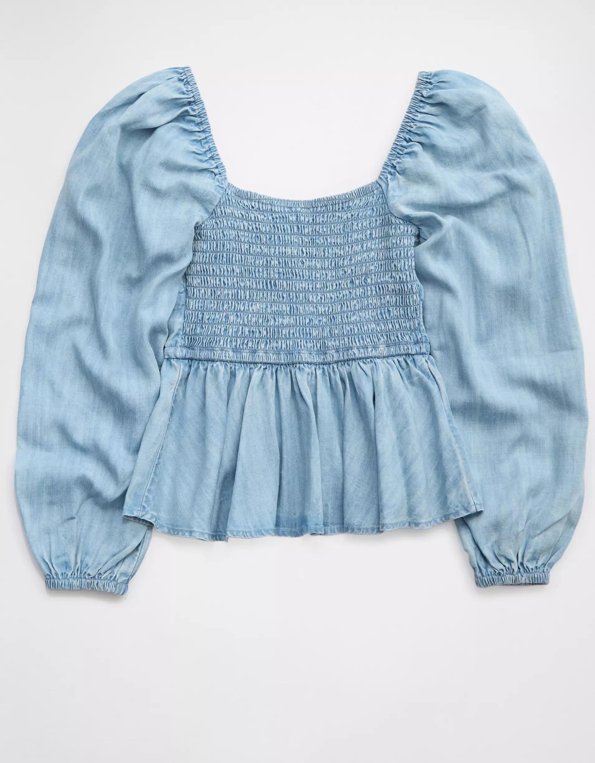 Aerie Long Sleeve Peplum Top Product Image