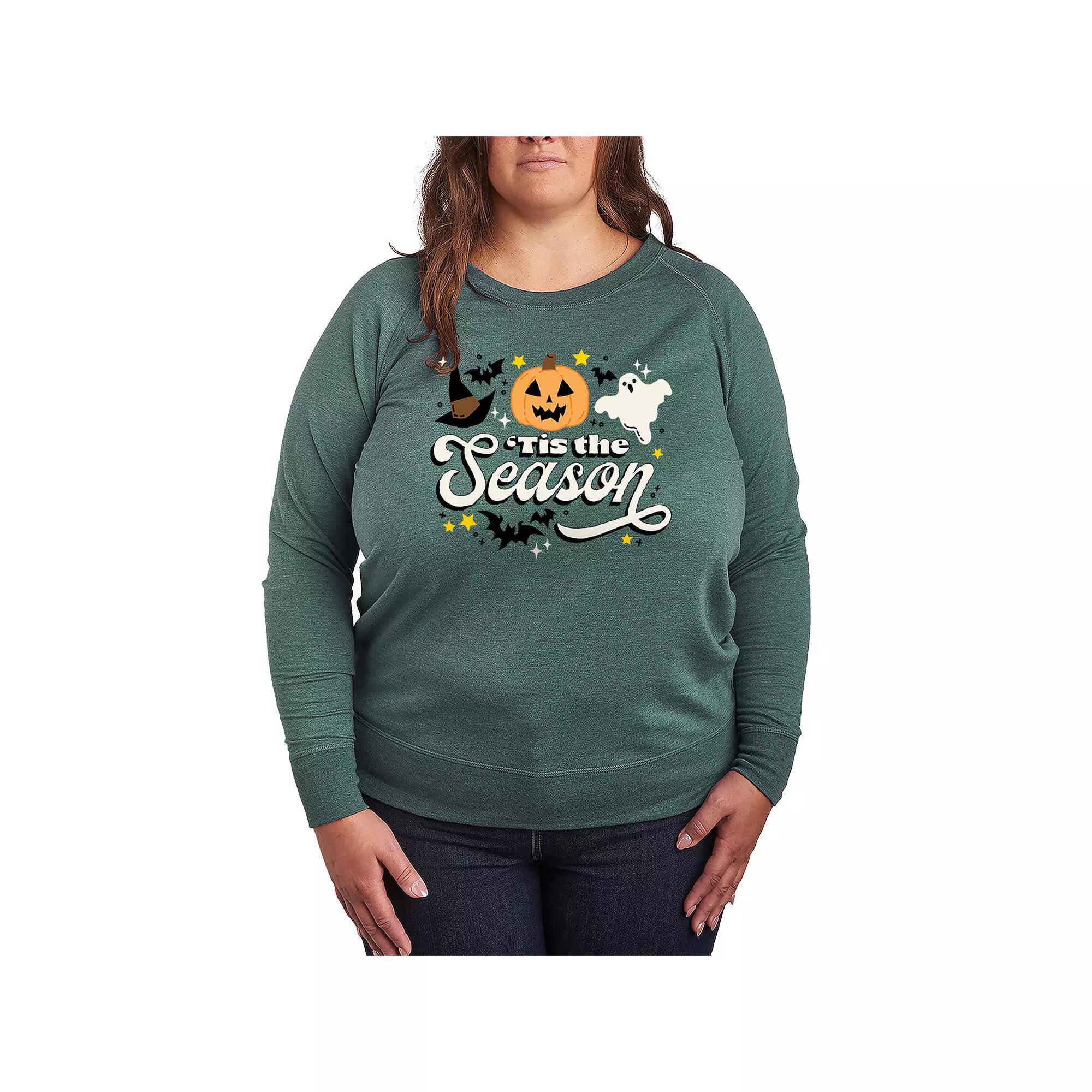 Plus Size 'Tis The Season Halloween French Terry Long Sleeve Tee, Women's, Size: 1XL, Beige Product Image
