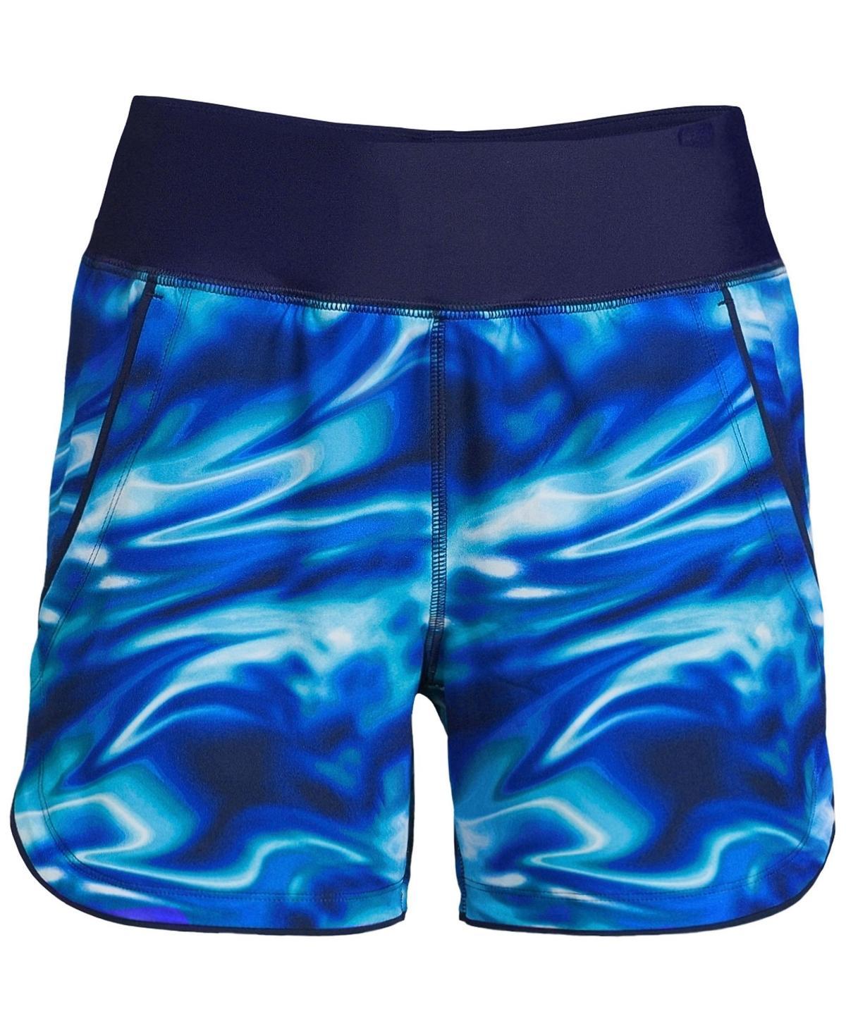 Petite Lands' End 5" Quick Dry Elastic Waist Board Shorts Swim Cover-up, Women's, Size: 12 Petite, Deep  Blue Product Image