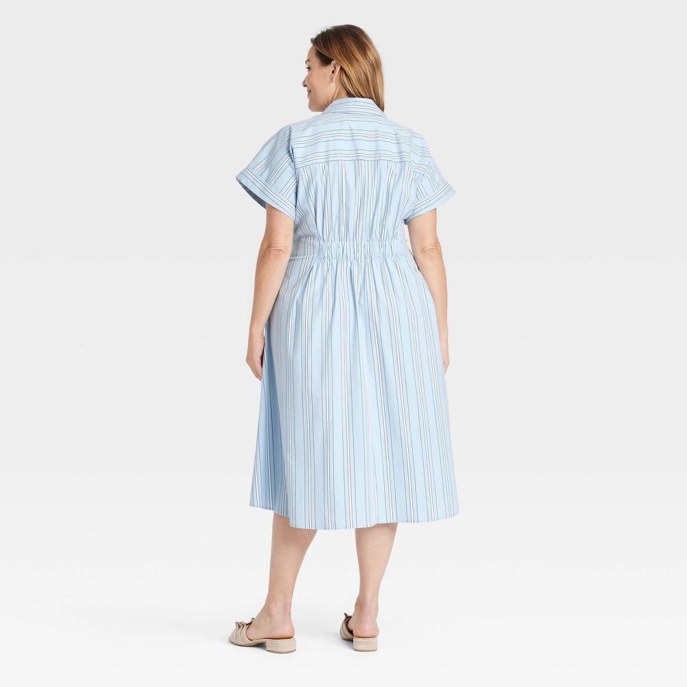 Women's Short Sleeve Pleated Midi Shirtdress - Ava & Viv™ Product Image