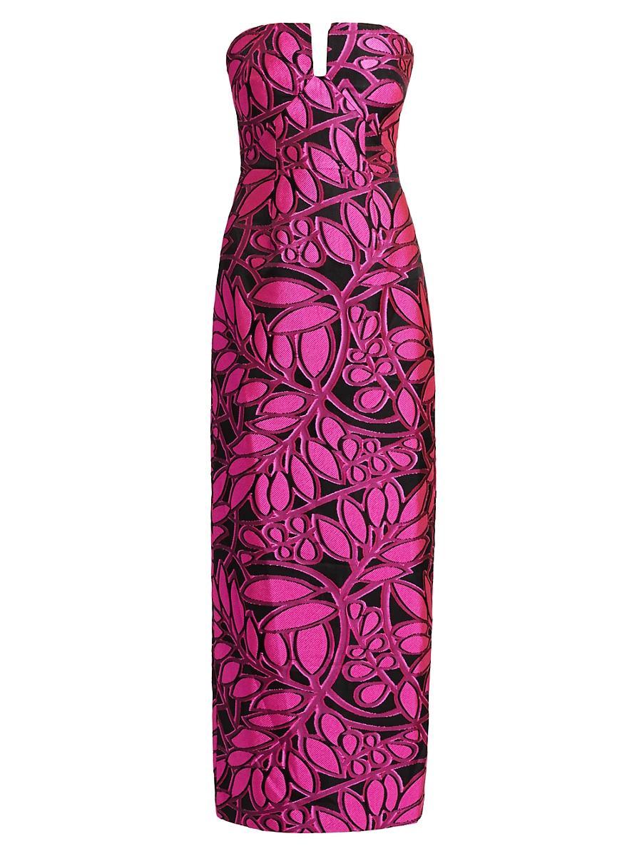 Womens Judith Pink Palm Jacquard Dress Product Image