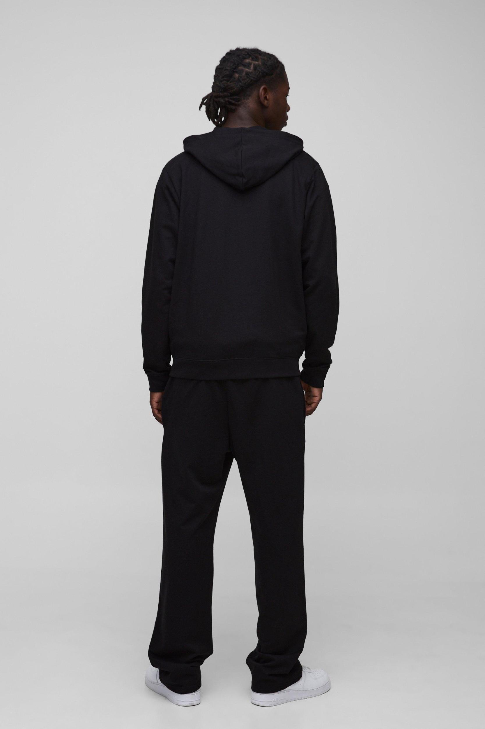 260GSM Loopback Basic Regular Fit MAN. Zip Through Hoodie and Straight Leg Sweatpants Set | boohooMAN USA Product Image
