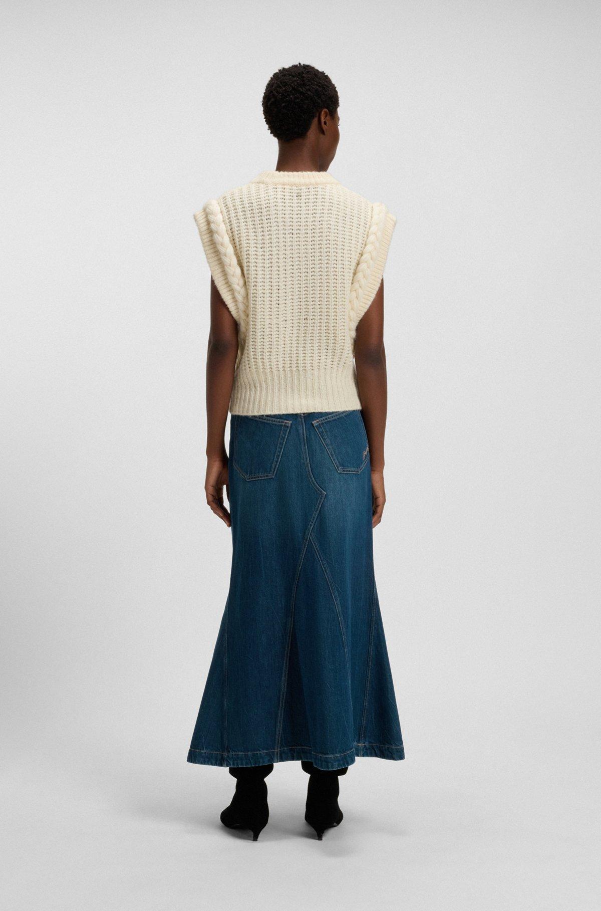 Relaxed-fit sleeveless top in structured Italian yarn Product Image