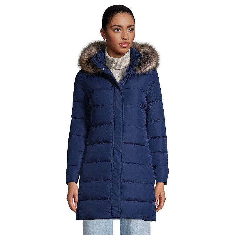 Petite Lands' End Faux-Fur Hood Down Winter Coat, Women's, Size: Medium Petite, Black Product Image