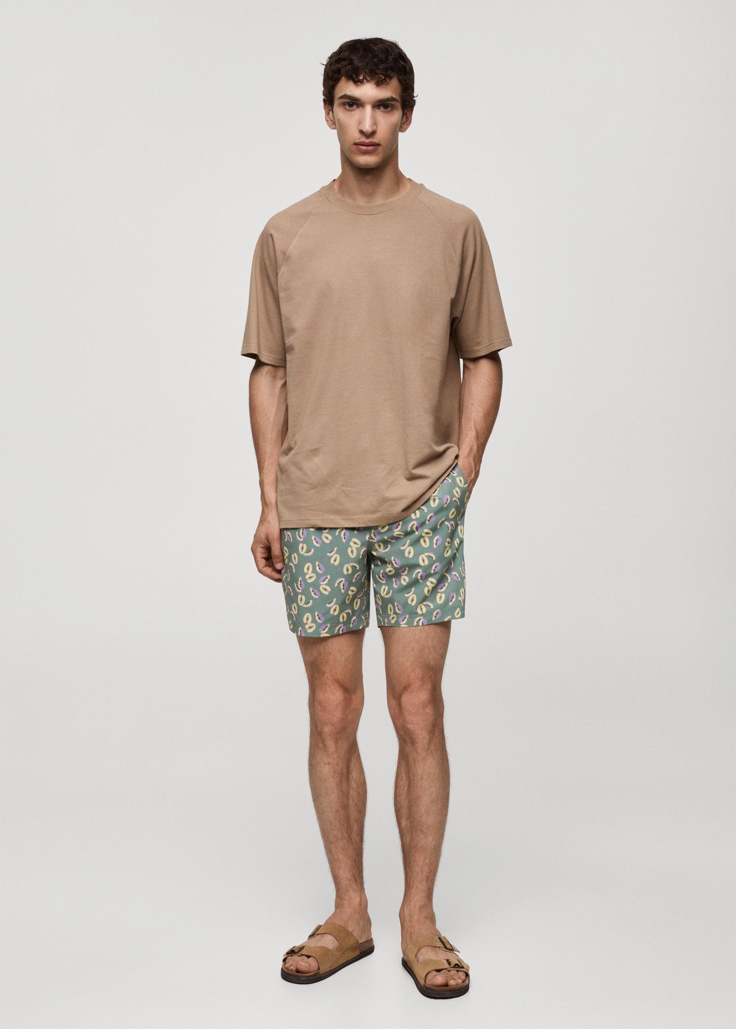 Papaya-print swimsuit - Men | MANGO USA Product Image