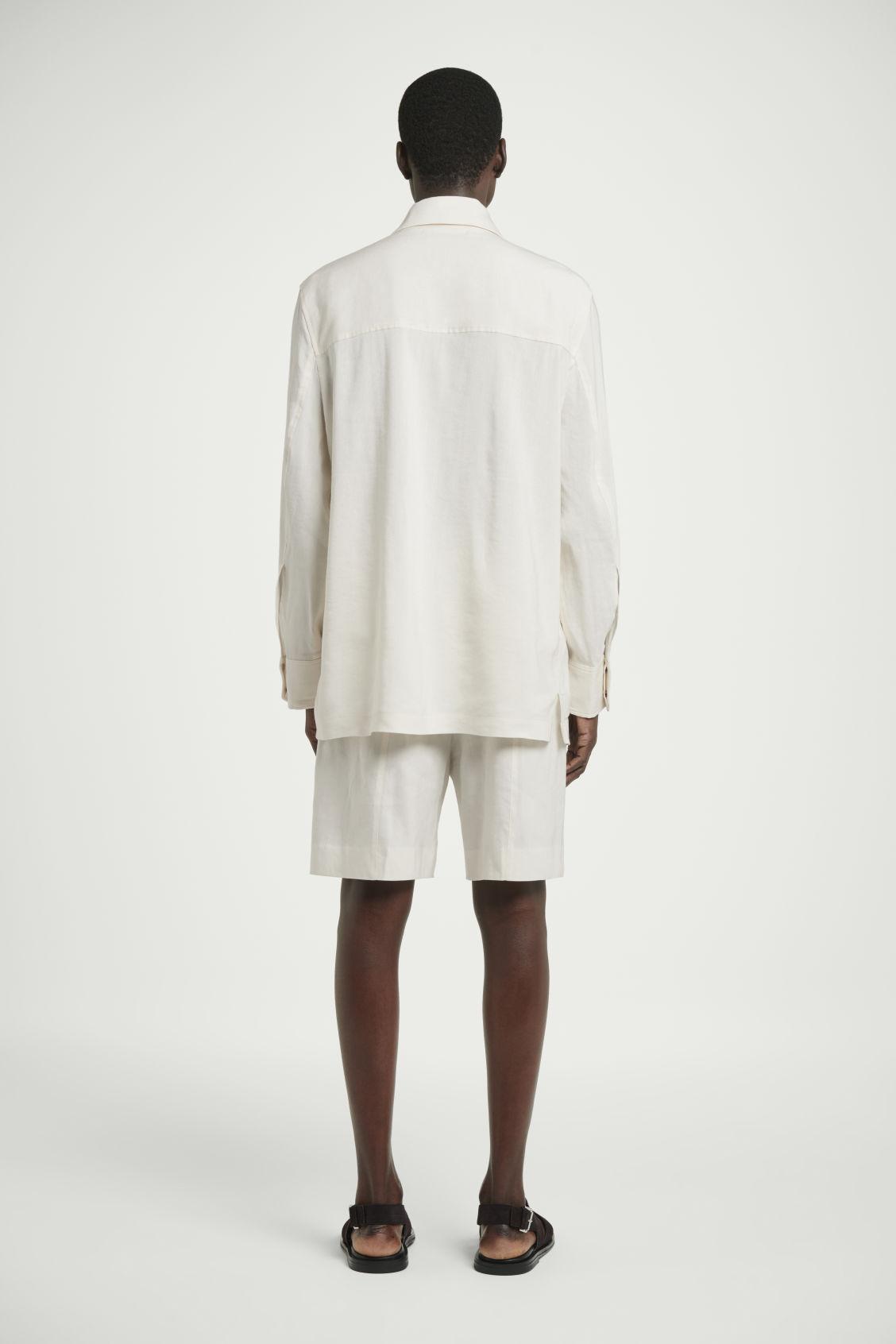 LINEN-BLEND UTILITY OVERSHIRT Product Image