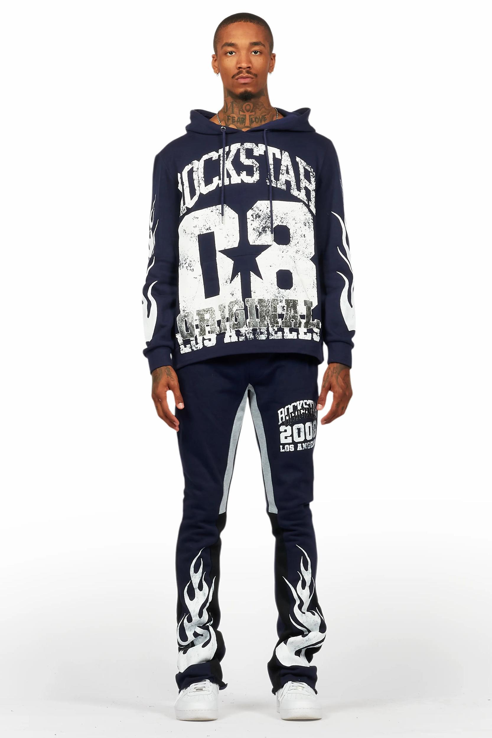 Damir Navy Hoodie/Stacked Flare Track Pant Set Male Product Image