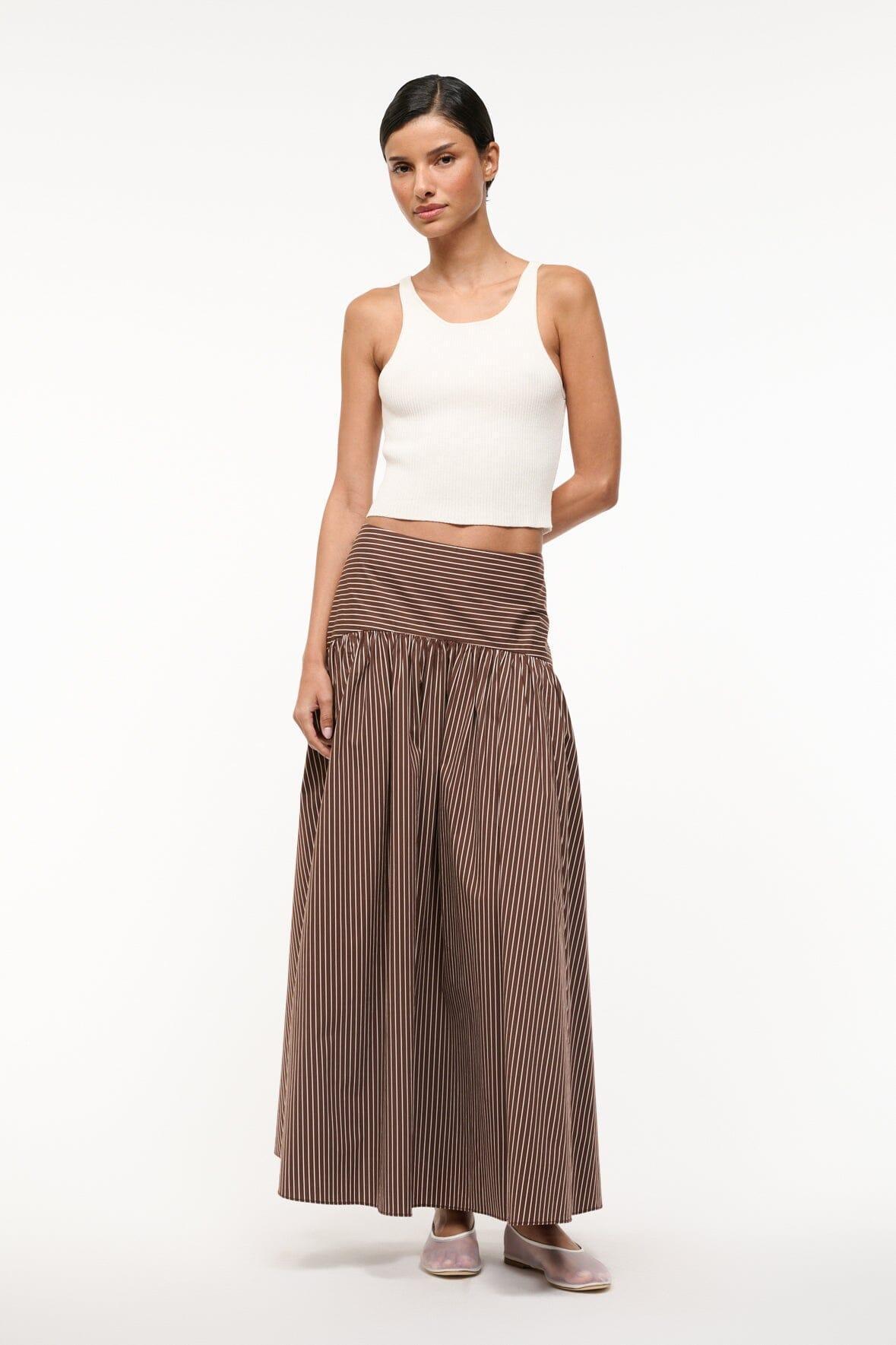 PROCIDA SKIRT | DARK OAK MICRO STRIPE Product Image