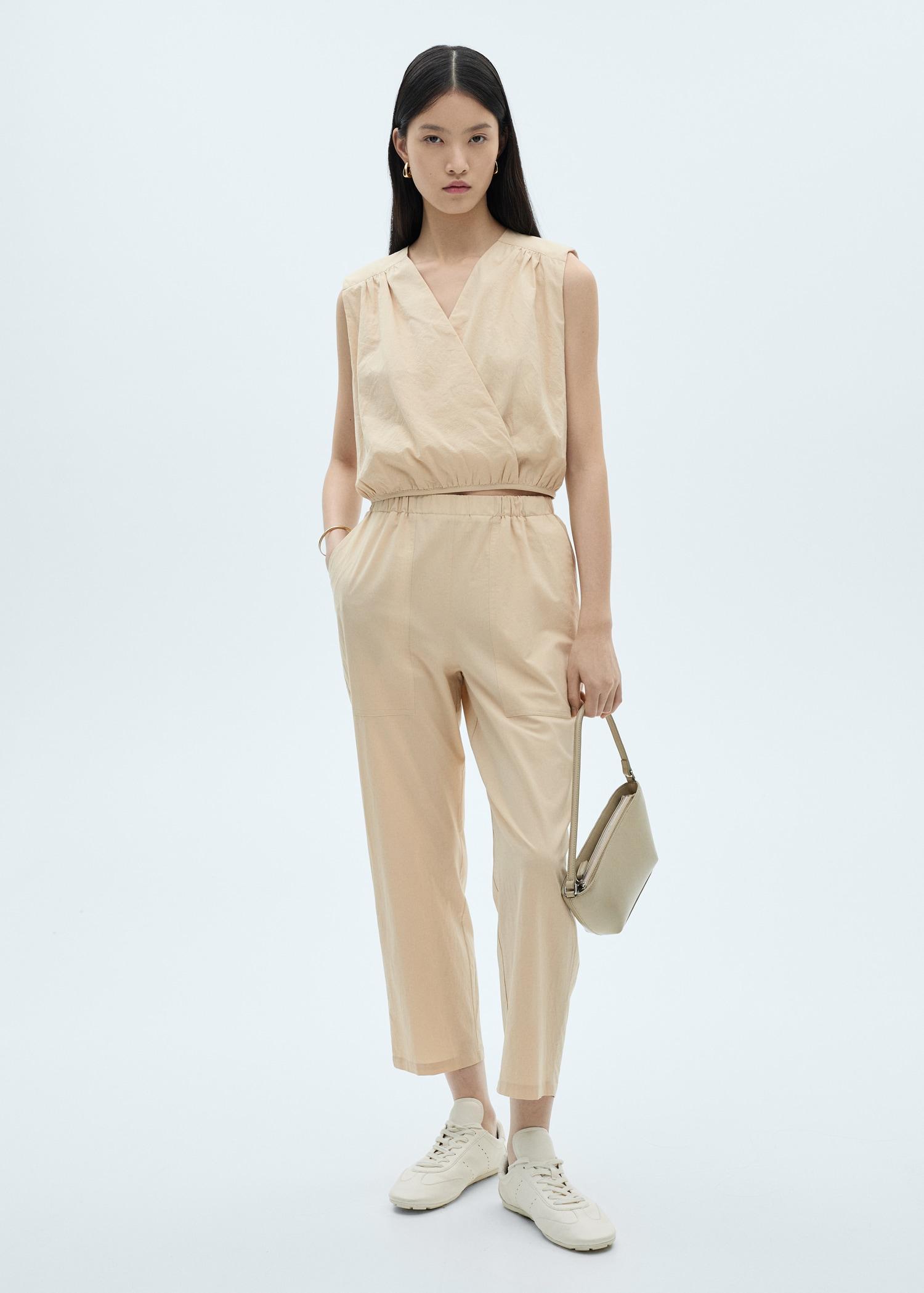 Cotton crop pants - Women | MANGO USA Product Image