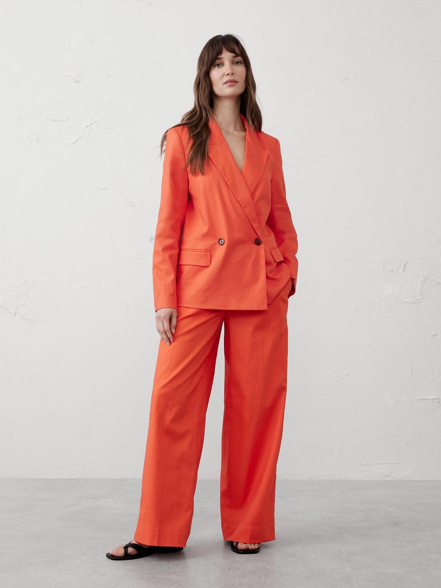 Linen-Blend Boyfriend Blazer Product Image