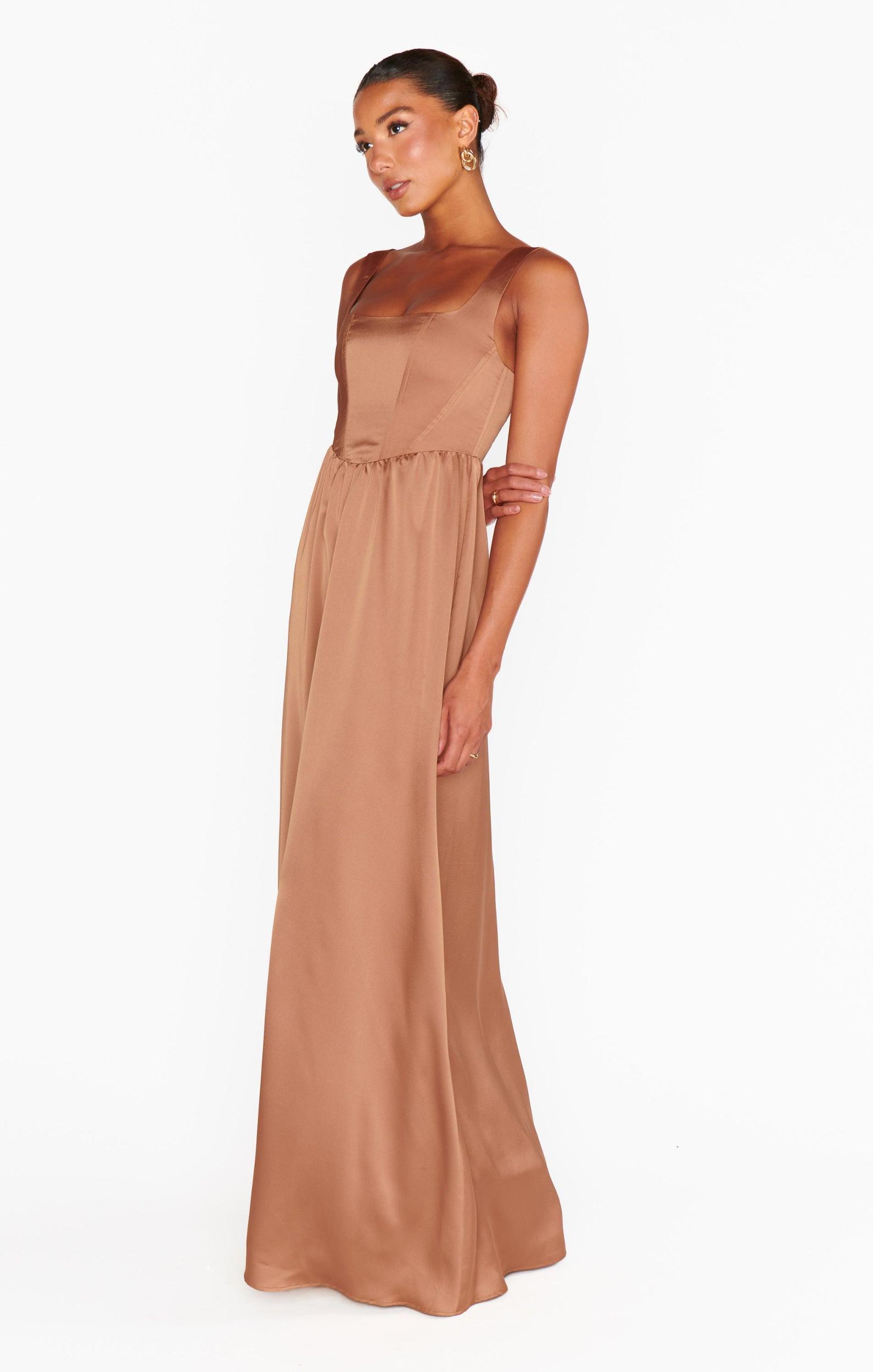 Nina Maxi Dress ~ Copper Luxe Satin Product Image