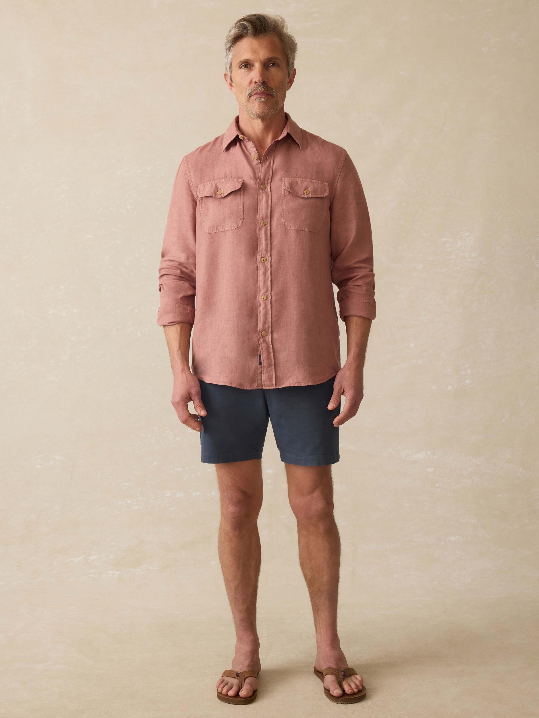 Irish Linen Safari Shirt - Cedar Rose Male Product Image