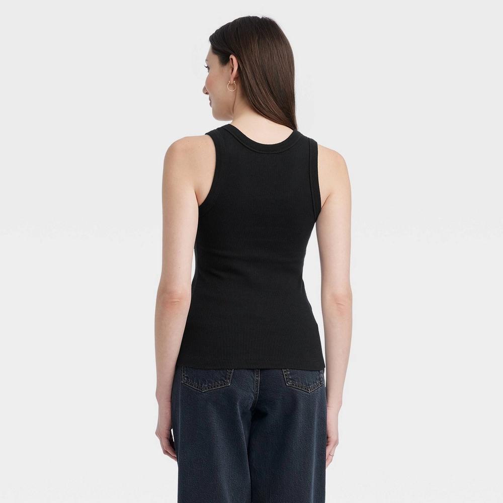 Womens 90s Ribbed Tank Top - Universal Thread Black S: Cotton Spandex Blend, Fitted Pullover Product Image