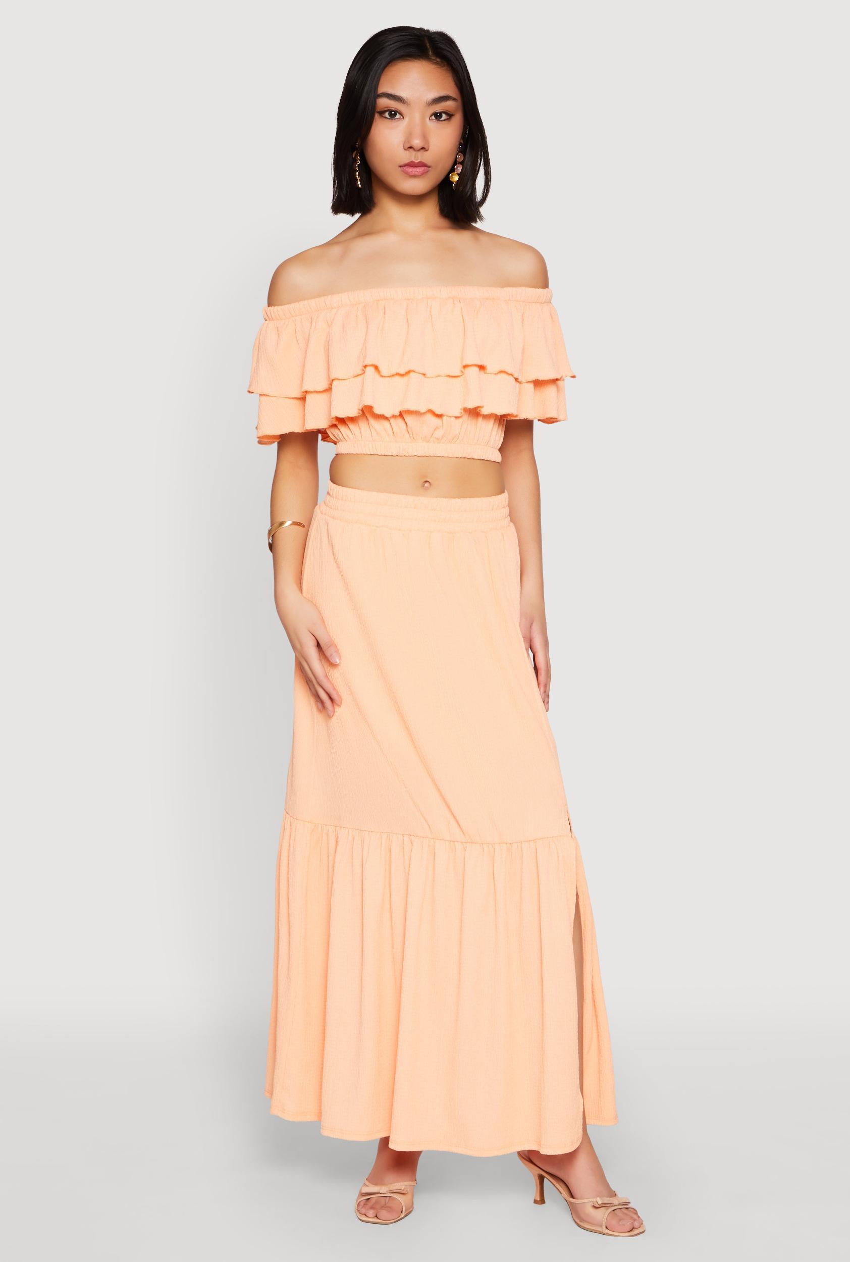 Womens Almost Famous Slit Front Tiered Skirt Product Image