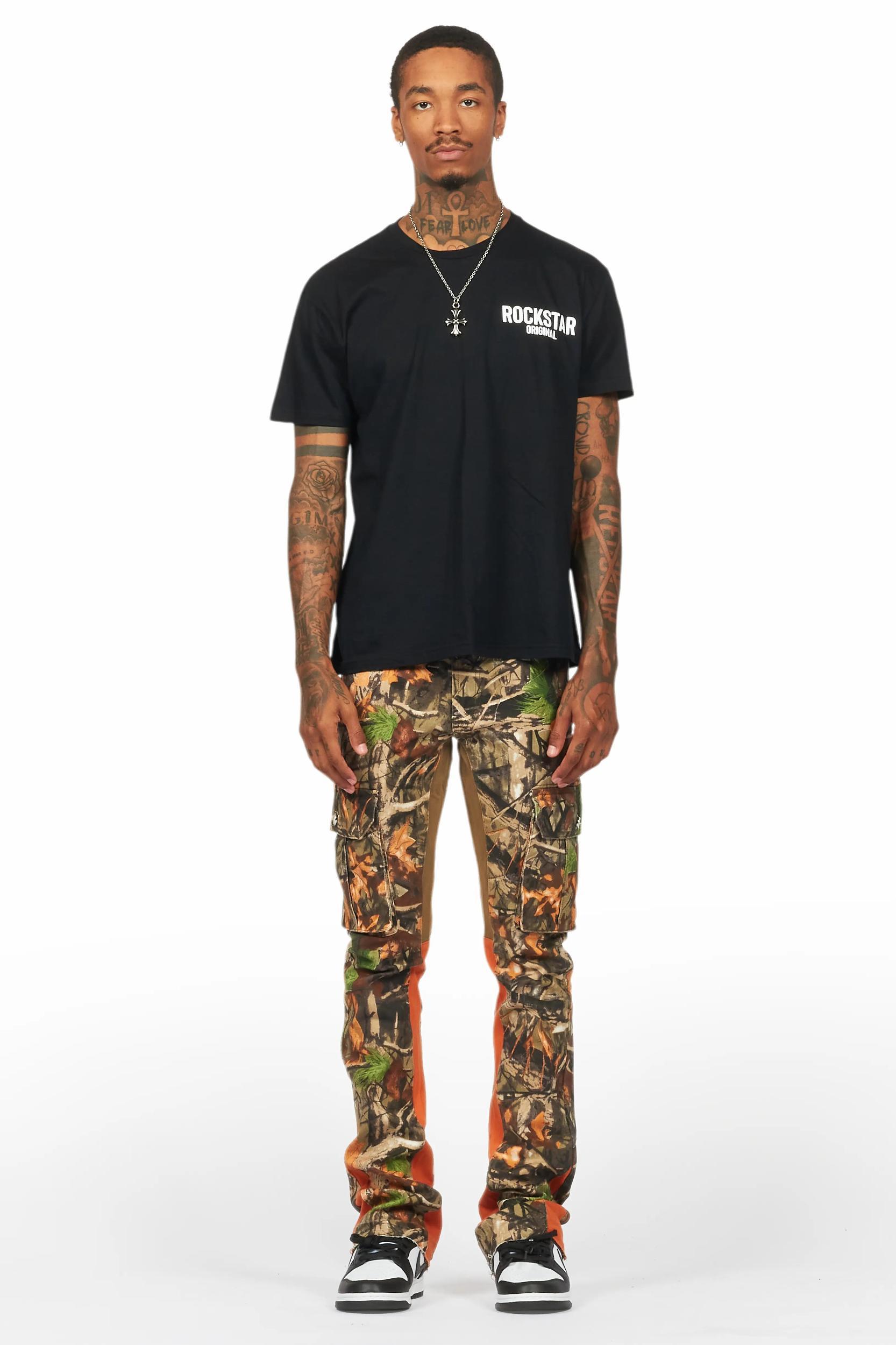 Rolan Orange Tree Camo Stacked Flare Jean Male Product Image