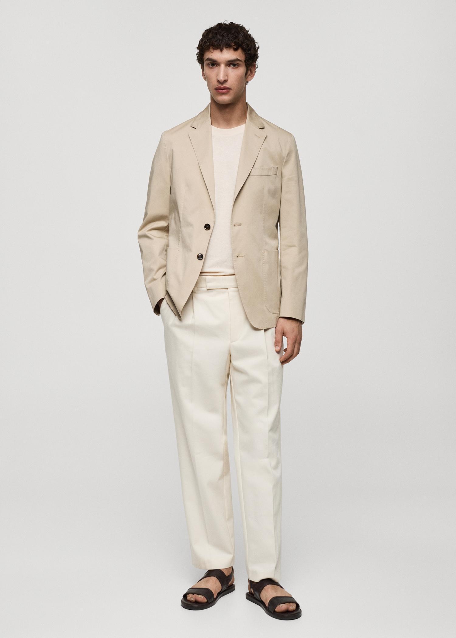 Slim fit cotton blazer - Men | MANGO USA Product Image