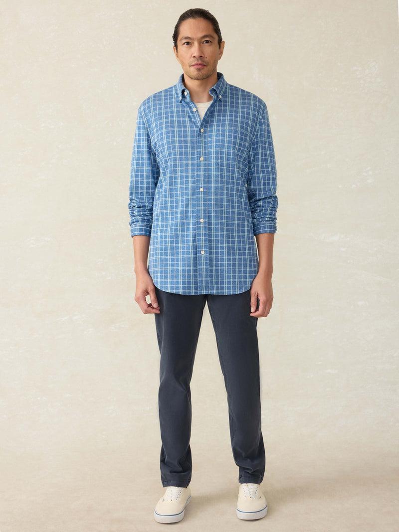 Coastline Knit Shirt - Ocean Sky Plaid Product Image