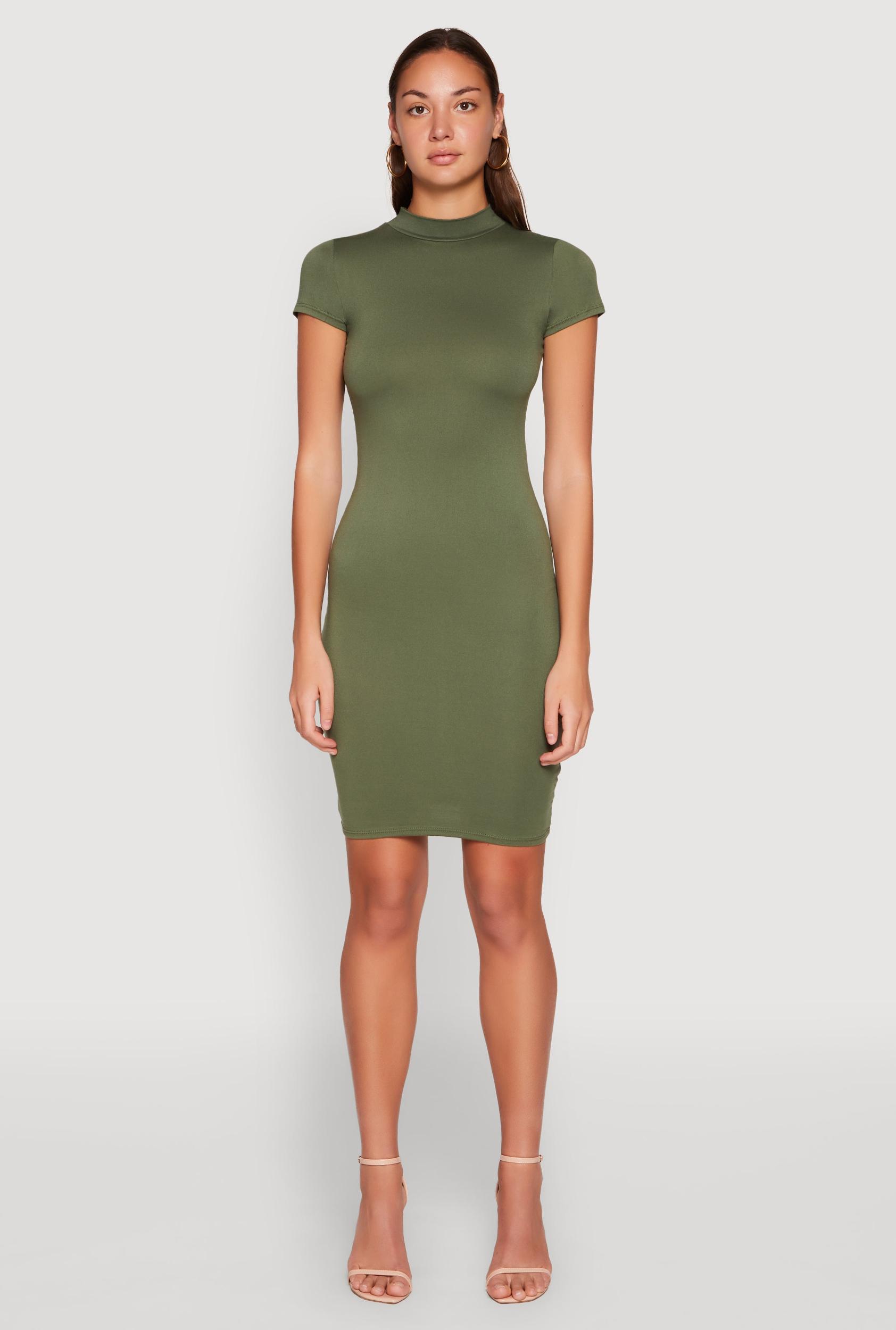 Womens Soft Knit Mock Neck Dress Product Image