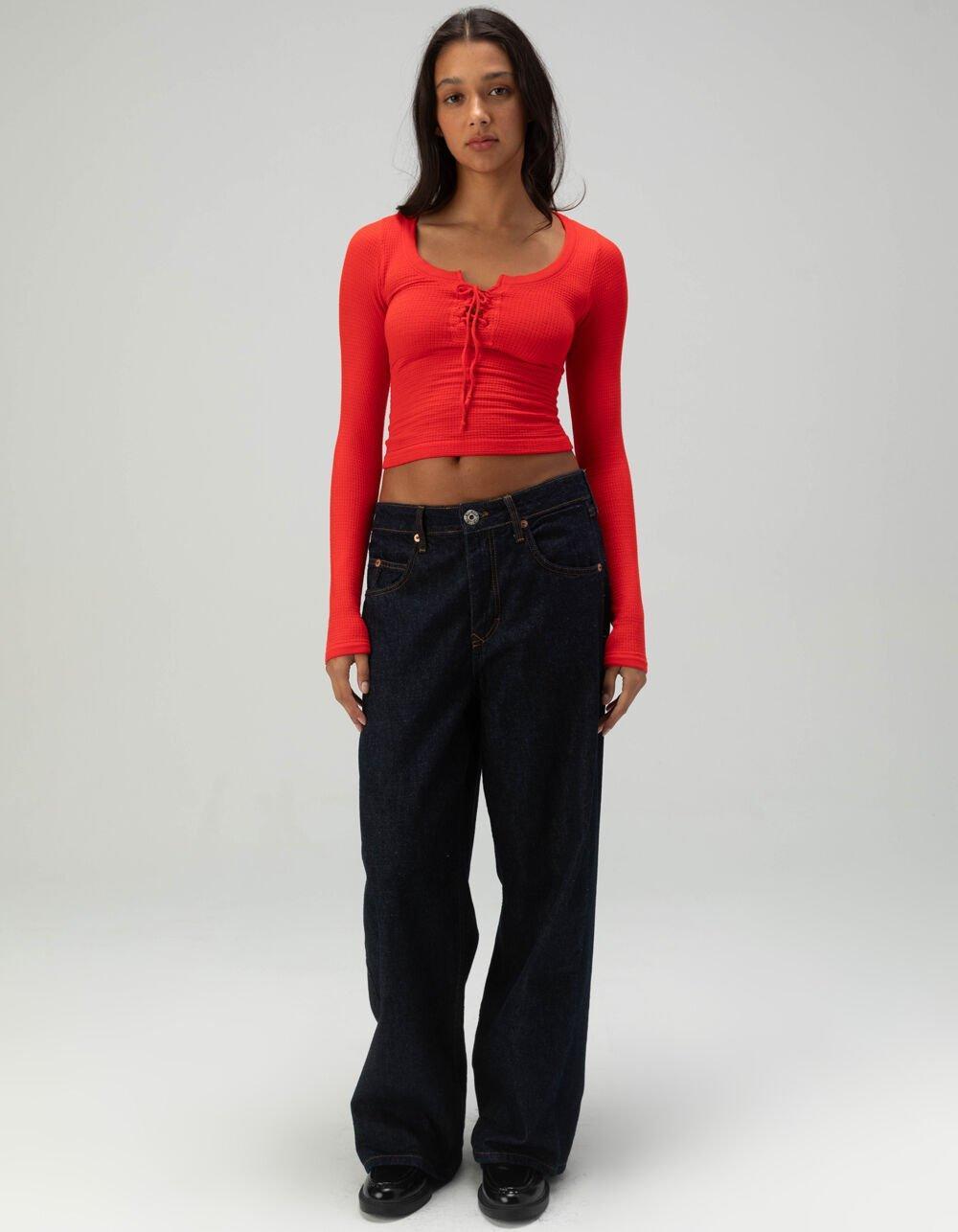 BDG Urban Outfitters Knockout Womens Lace Up Top - RED Product Image