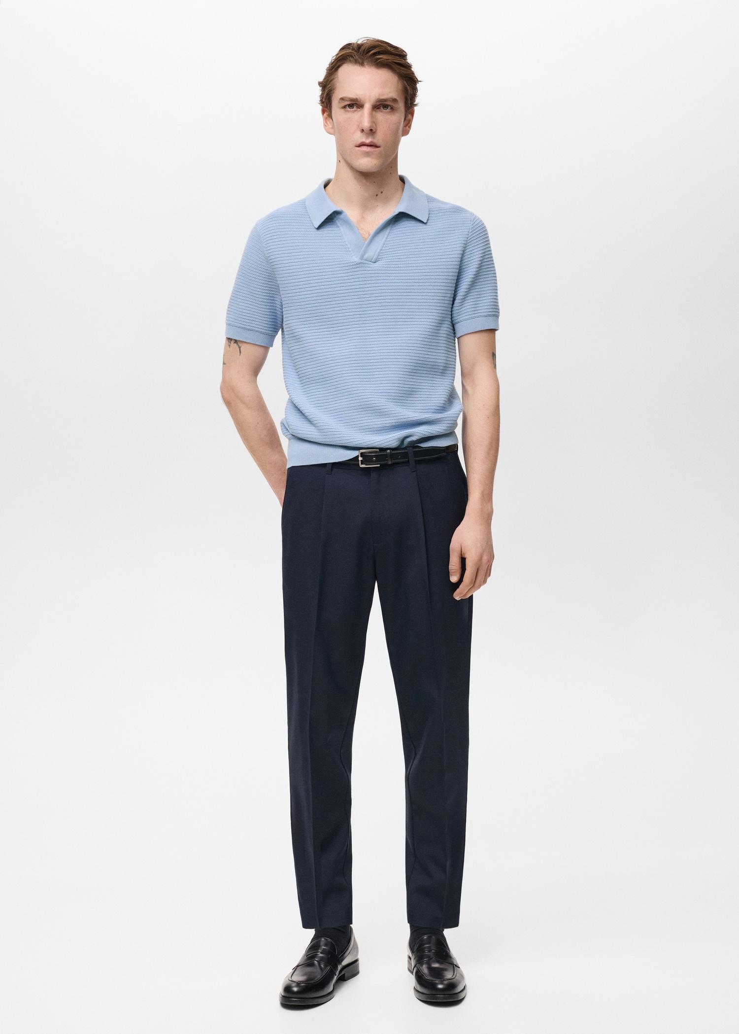 100% cotton knitted polo structure - Men | MANGO USA Product Image