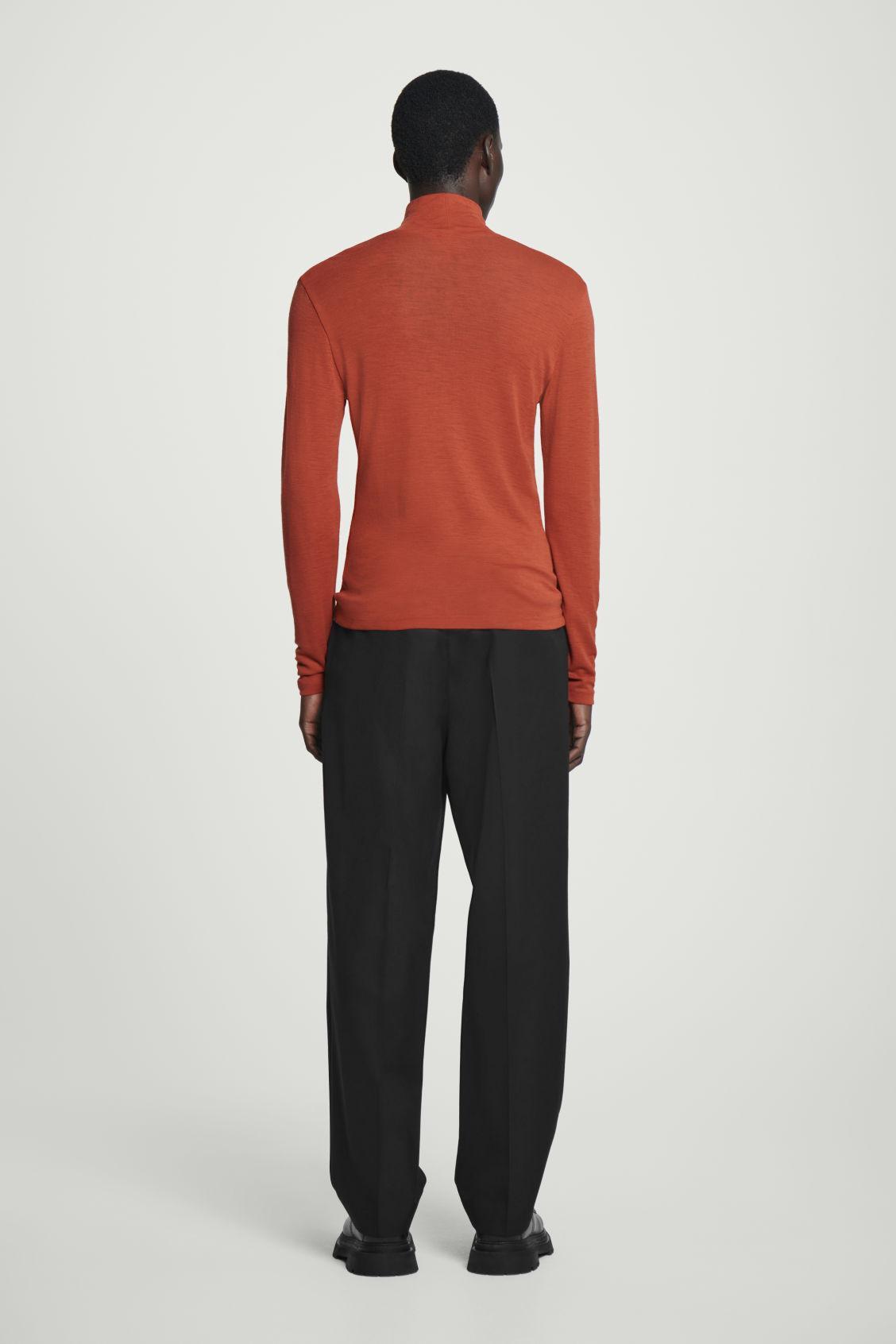 SLIM WOOL-JERSEY ROLLNECK TOP Product Image