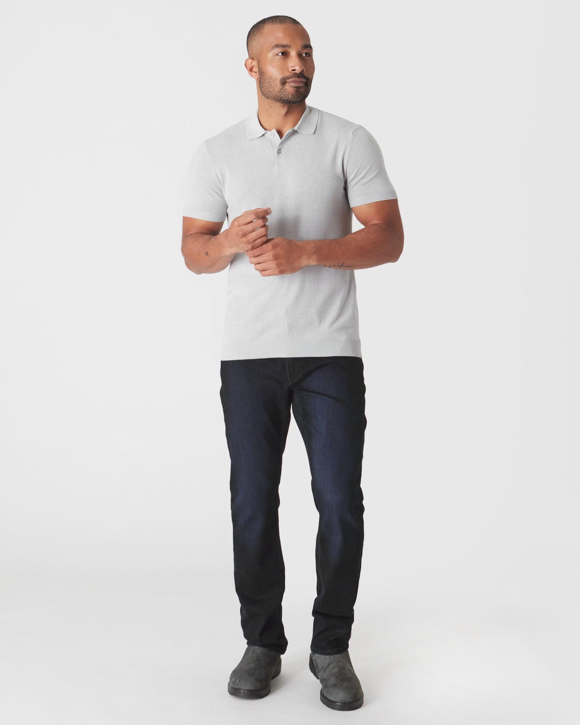 Heather Gray Short Sleeve Sweater Polo Product Image