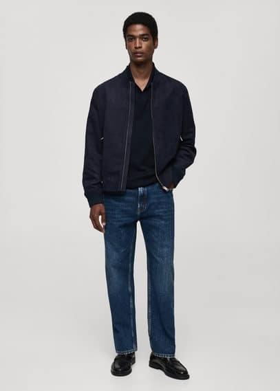 Suede-effect bomber jacket - Men | MANGO USA Product Image