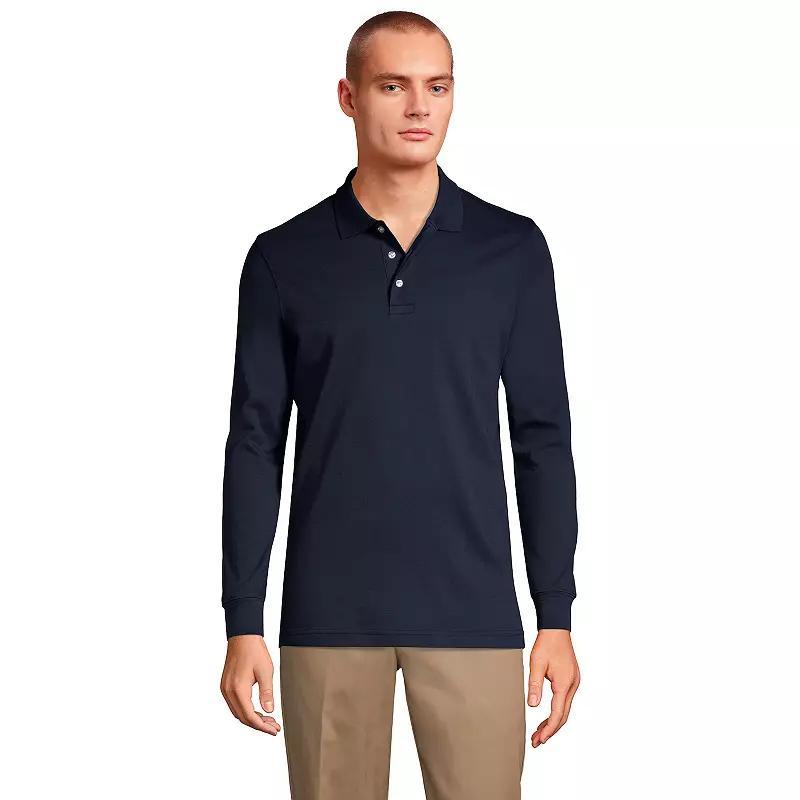 Big & Tall Lands End Long Sleeve Interlock Polo, Mens Product Image