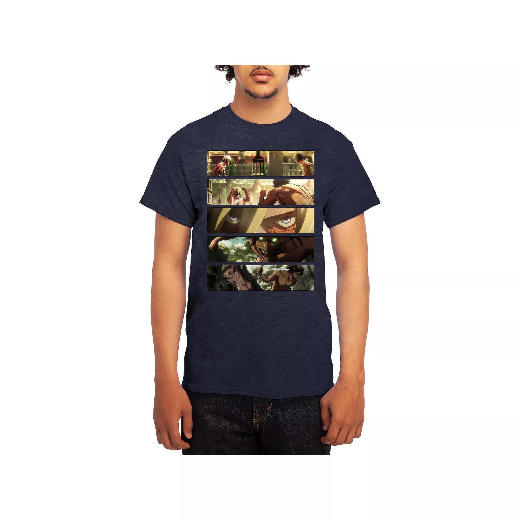 Men's Attack on Titan Alphabet Soup Graphic Tee, Size: Large, Grey Navy Product Image