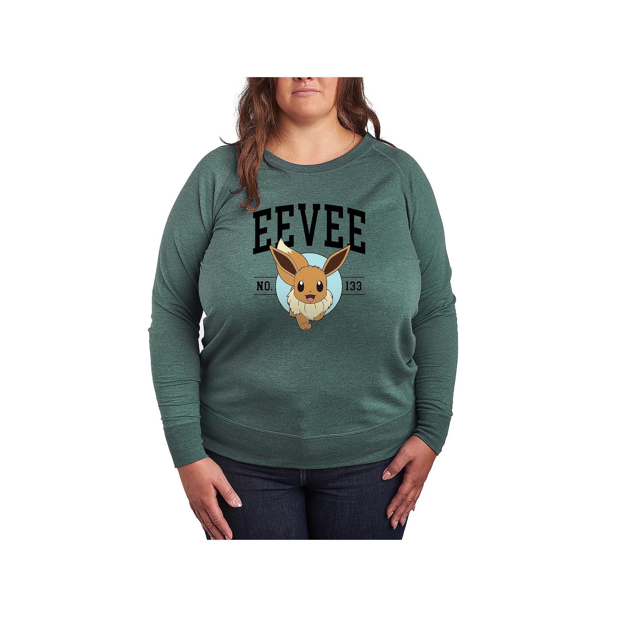Plus Size Pokemon Eevee Collegiate French Terry Long Sleeve Tee, Womens Product Image