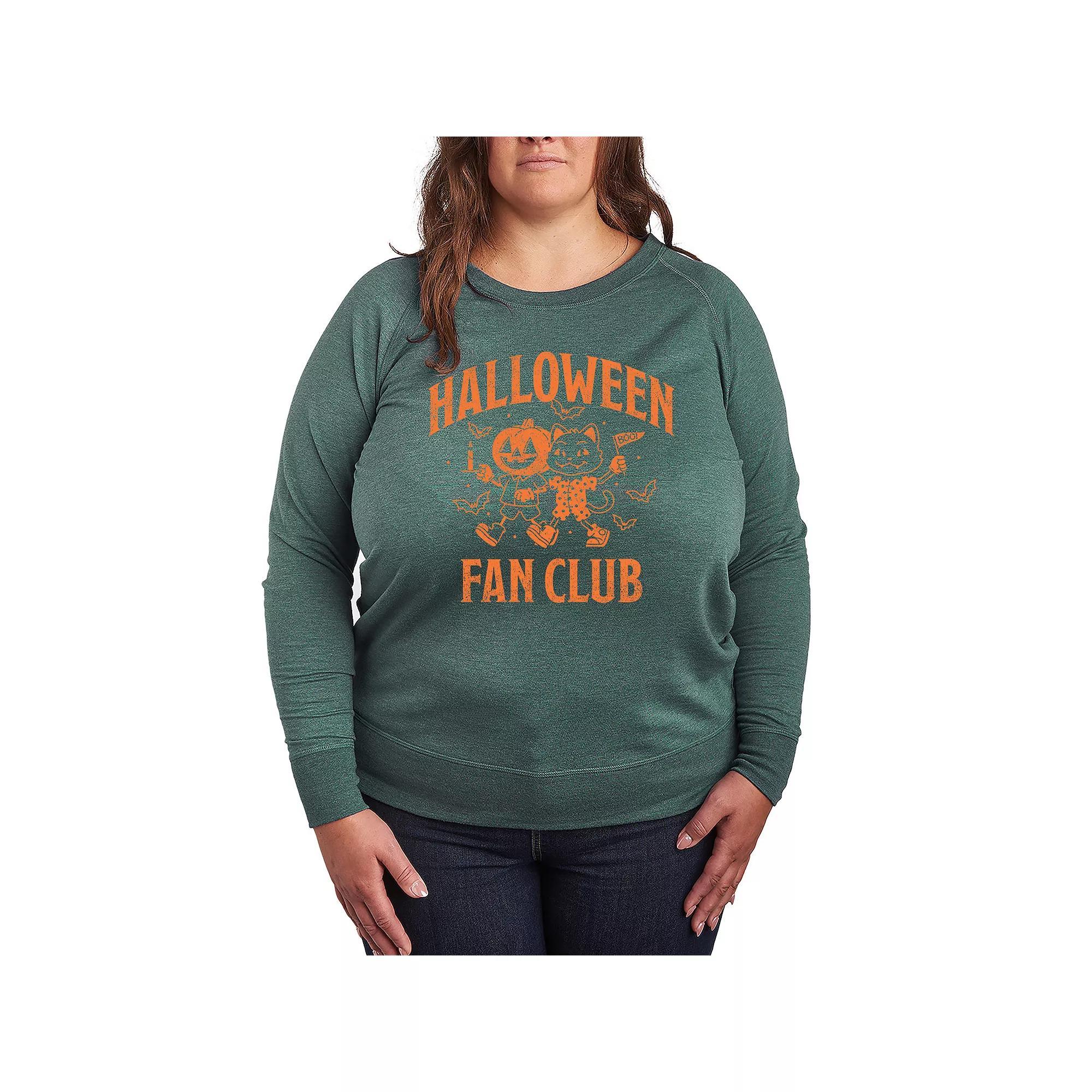Plus Size Dr. Seuss The Grinch Face French Terry Long Sleeve Tee, Womens Grey Green Product Image