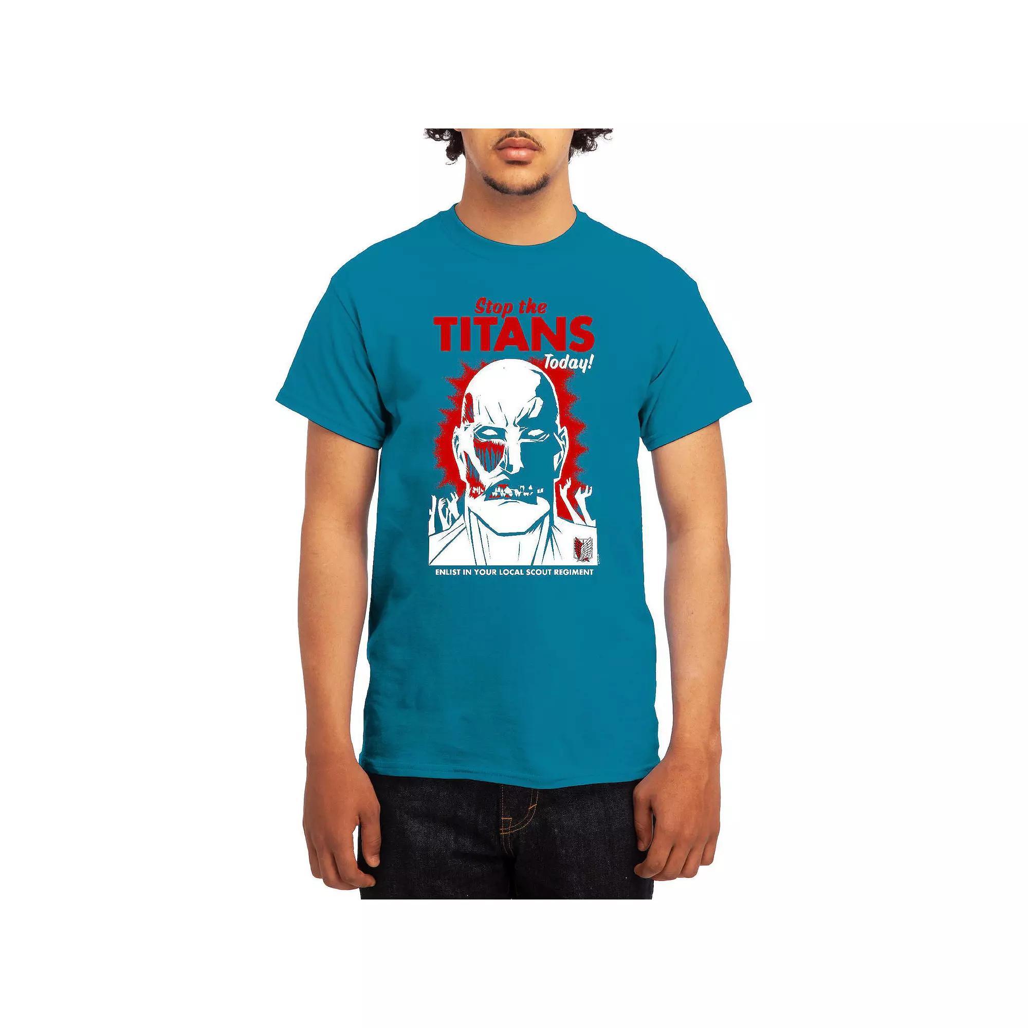 Men's Attack on Titan Titan Silhouette Sunset Tee, Size: Large, Turquoise Product Image
