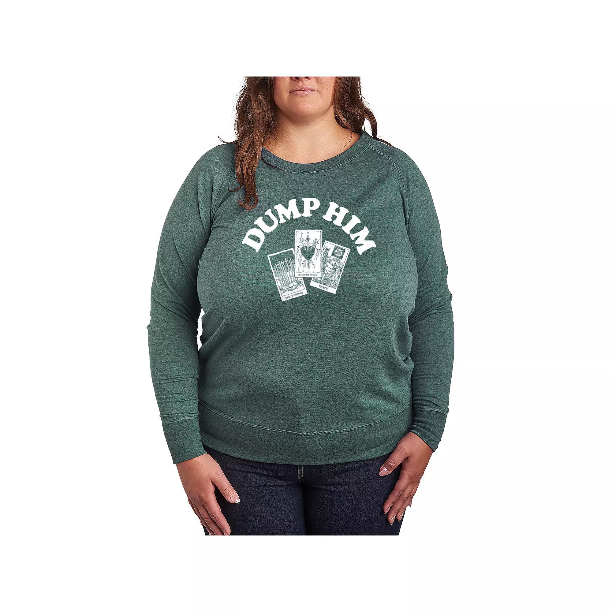 Plus Size The Dog Is My Favorite French Terry Long Sleeve Tee, Womens Grey Dark Red Product Image