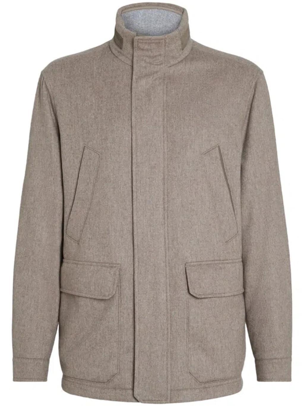 ZEGNA Saharan Wool Jacket Taupe In Light Taupe Multimélange Product Image