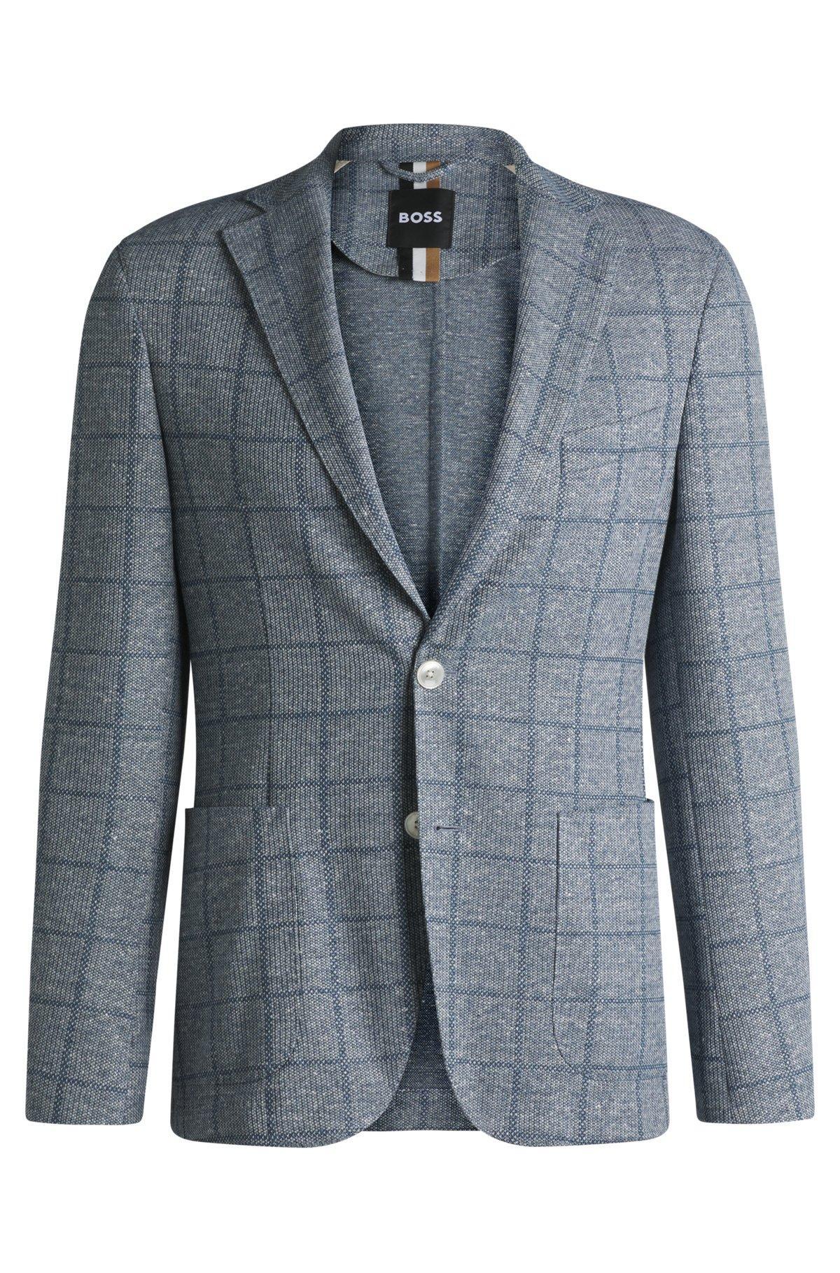 Slim-fit blazer in checked stretch fabric Product Image