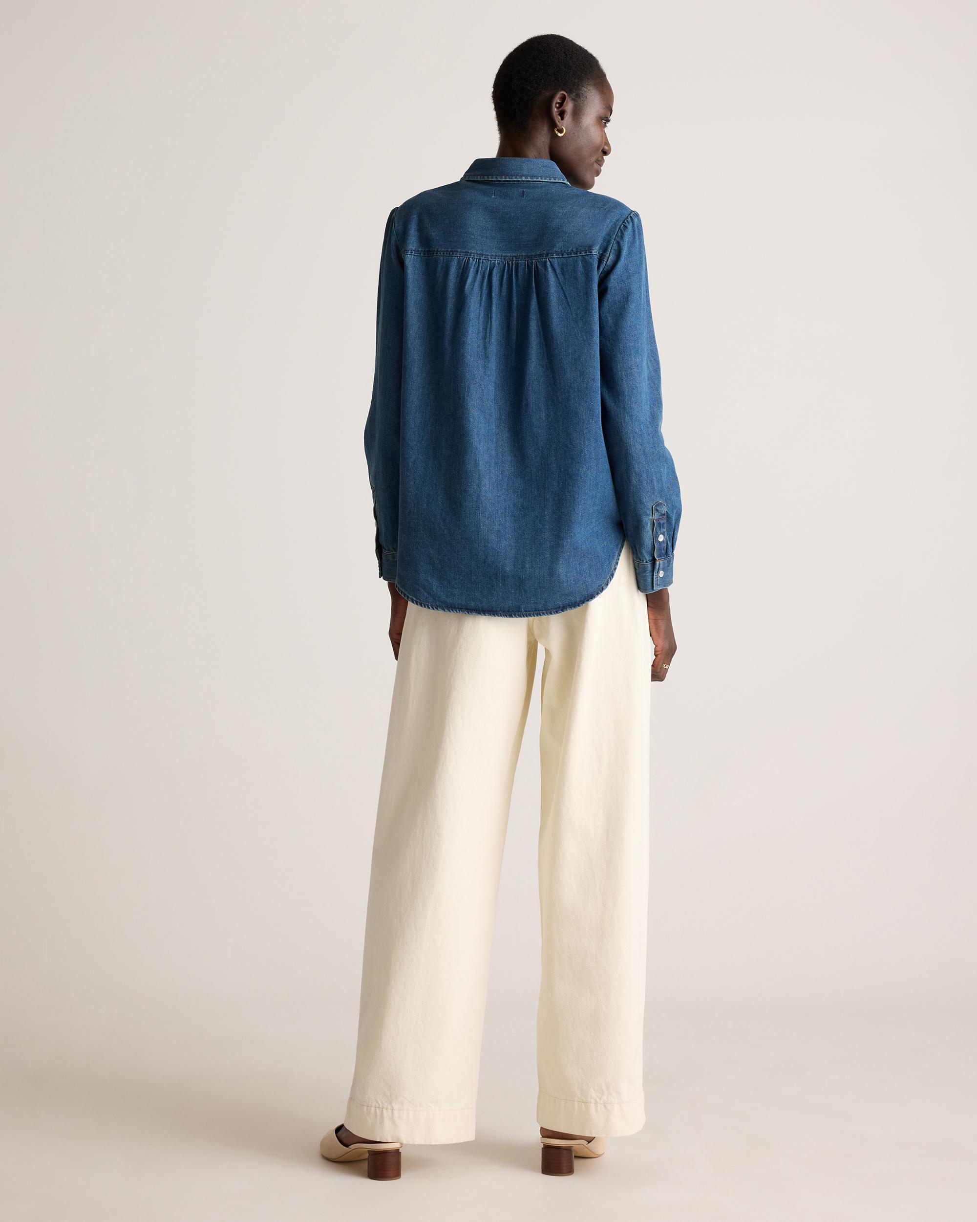 Quince | Women's Distressed Denim Western Shirt Cotton Product Image