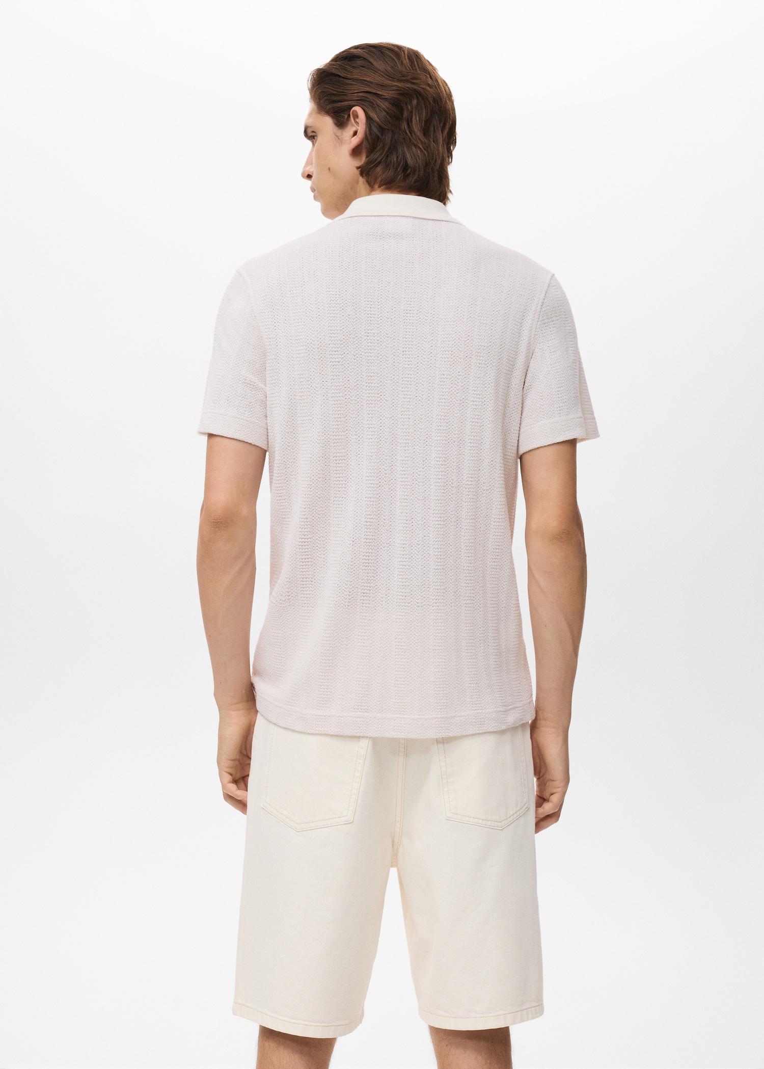 Openwork knitted cotton polo shirt - Men | MANGO USA Product Image