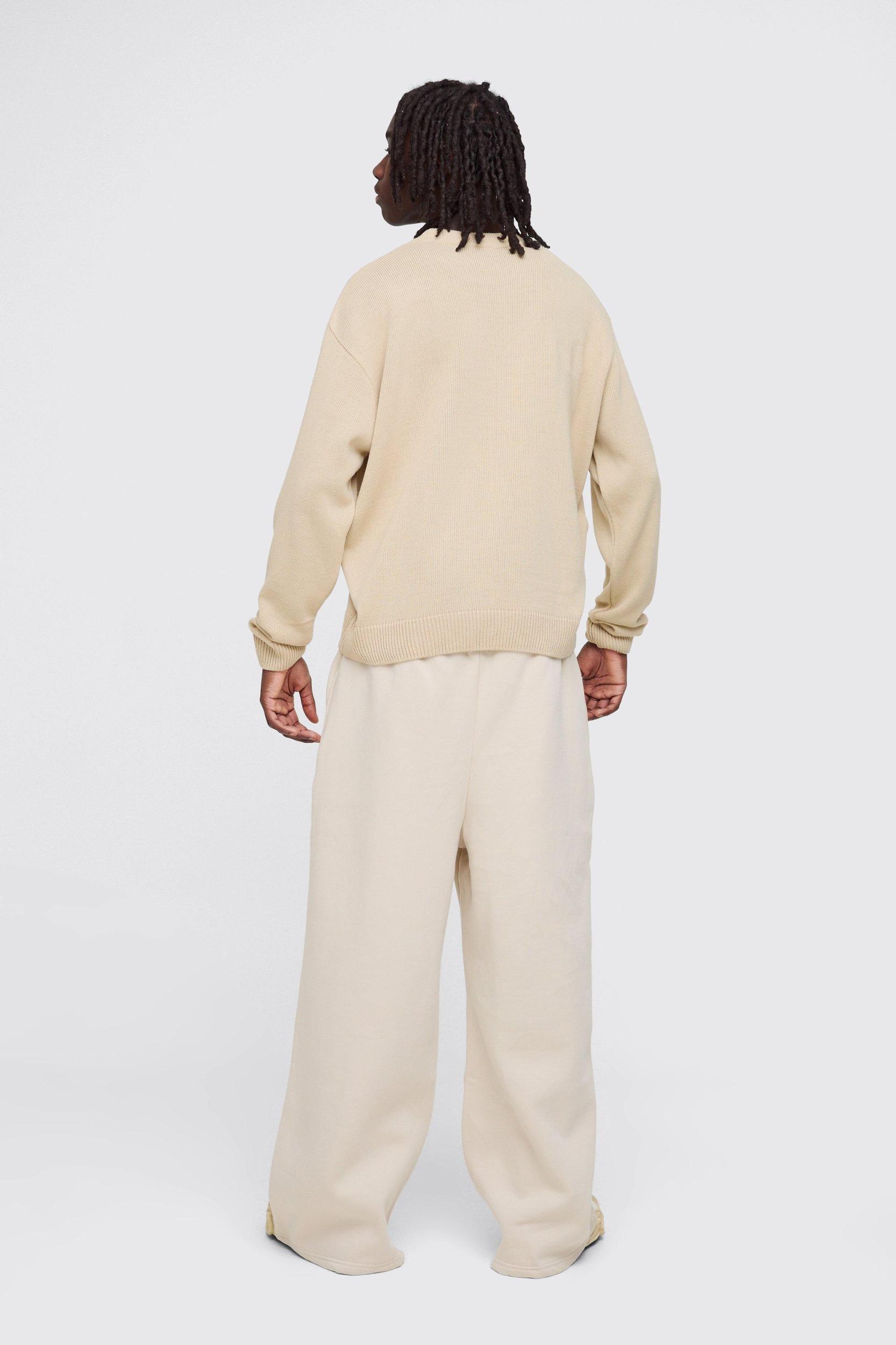 Oversized Boxy Heart Embroidered Knitted Sweater | boohooMAN USA Product Image