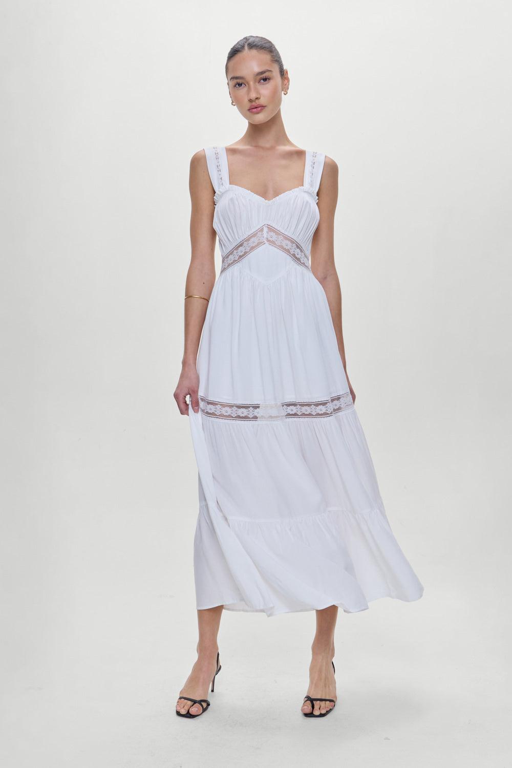 Eden Ruffle Maxi Dress - White Product Image