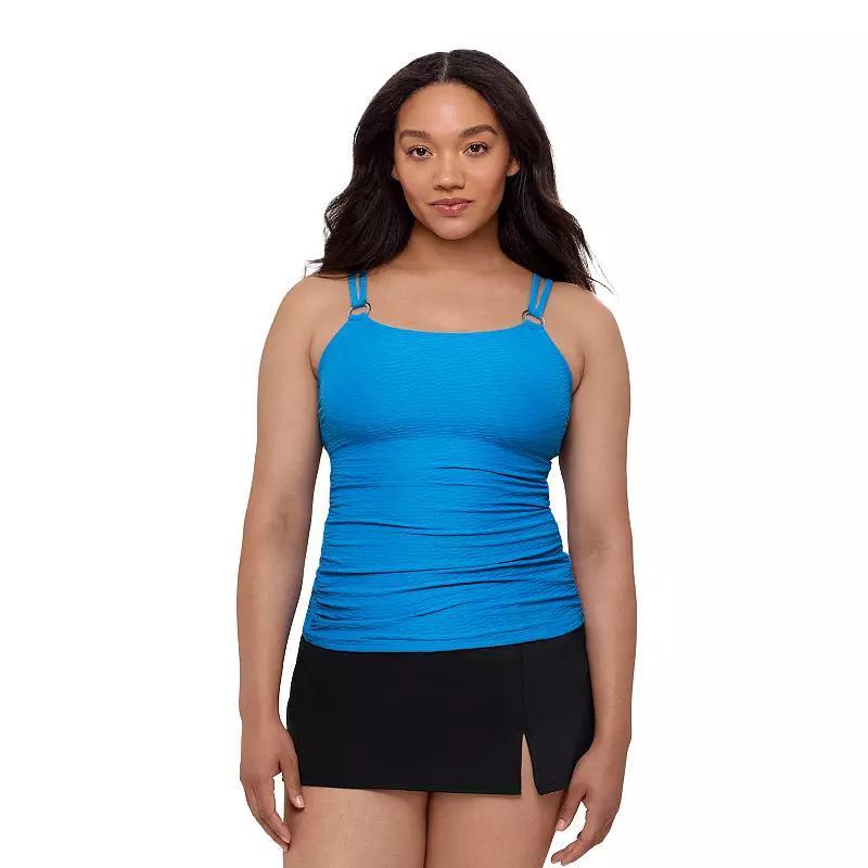 Women's Bal Harbour Solid Rouched Sides Ring Tankini Top, Size: Medium, Raspberry Product Image